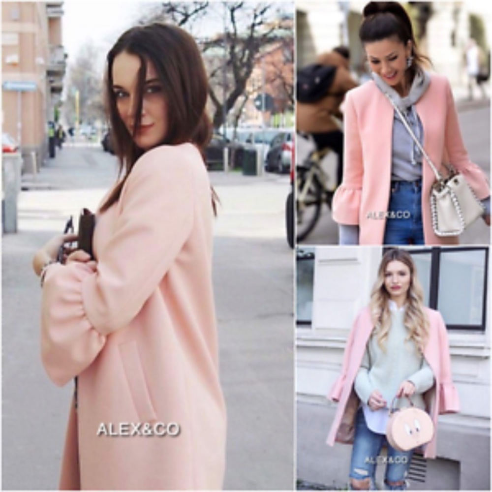 Zara pink ruffle coat